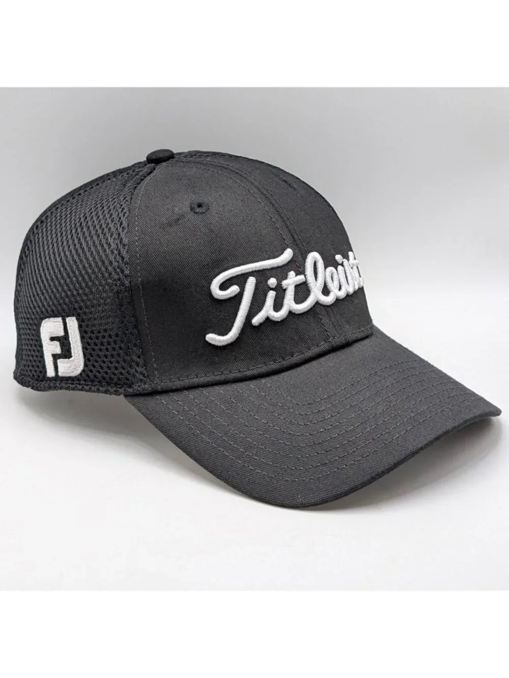 Titleist Hat Cap Child Youth Footjoy FJ Pro V1 Golf Fitted Mesh Stretch Black